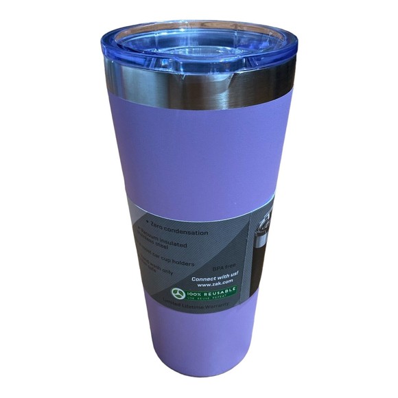 Zak! Designs 20oz Double Wall Stainless Steel Tumbler Slide Lid Light Purple - Picture 2 of 4